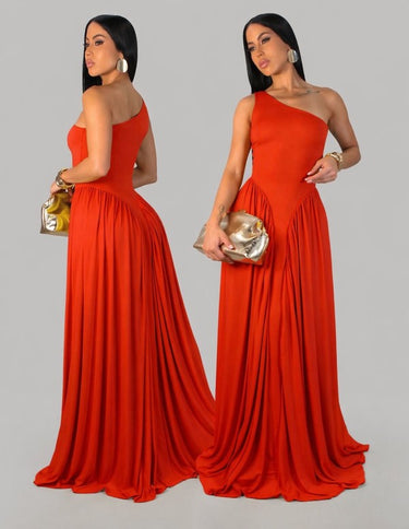 Sculpted Flow Maxi Dress - Tomato Cherry