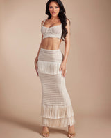 Island Muse Fringe Set - Natural - Palazzo Couture Online