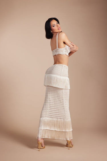 Island Muse Fringe Set - Natural - Palazzo Couture Online