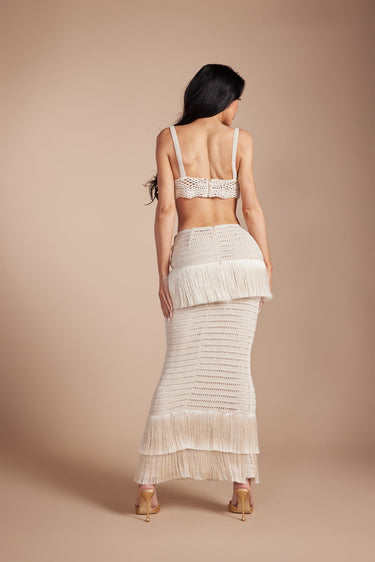 Island Muse Fringe Set - Natural - Palazzo Couture Online