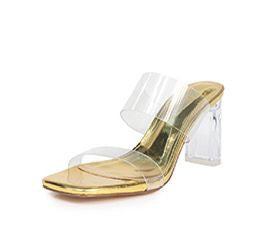 Clear Vision Block-Heel Sandals (Silver)
