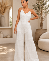 Ivory Starlight Fringe Jumpsuit