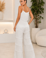 Ivory Starlight Fringe Jumpsuit