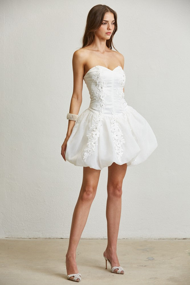 Elysian Grace Mini Dress (White)