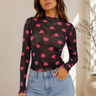 Midnight Romance Heart Print Mesh Top