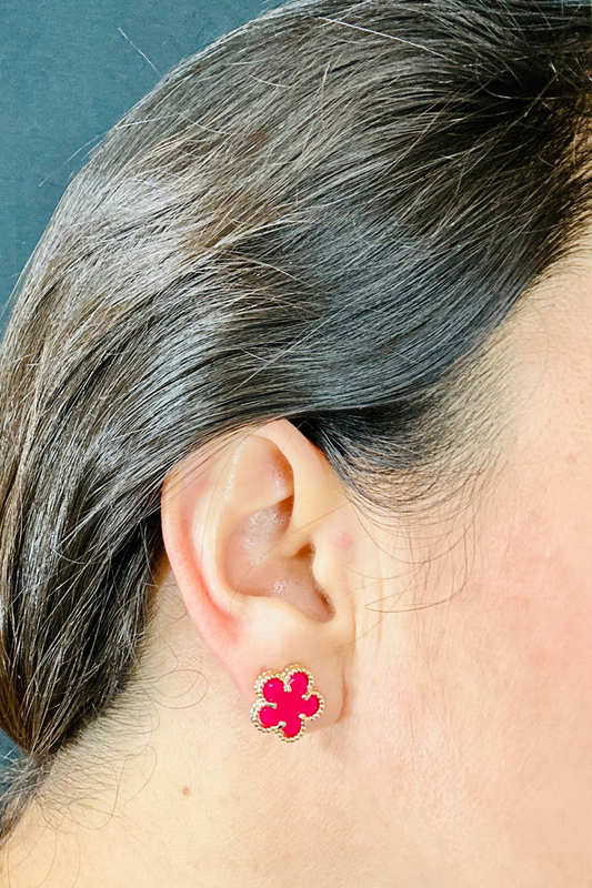 Kiss From a Rose Earrings (Fuchsia)