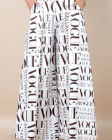 Vogue Print White Palazzo Pants
