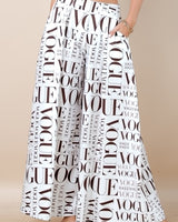Vogue Print White Palazzo Pants