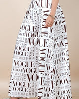 Vogue Print White Palazzo Pants
