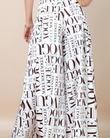 Vogue Print White Palazzo Pants