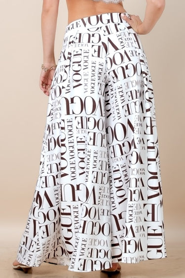 Vogue Print White Palazzo Pants