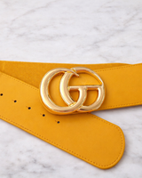 Rhinestone GO Charm Elastic Belt (Cognac)