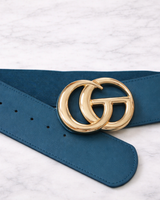 Rhinestone GO Charm Elastic Belt (Cognac)