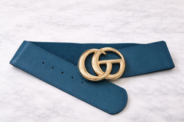 Rhinestone GO Charm Elastic Belt (Cognac)