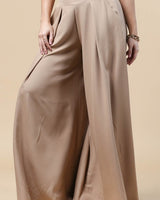 Solid Wide Off White Palazzo Pants