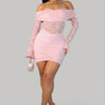 Luxe Lace Illusion Off-Shoulder Mini Dress - Pink