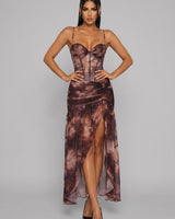 Midnight Bloom Corset Maxi Dress