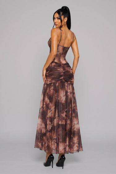 Midnight Bloom Corset Maxi Dress