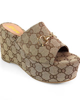 Chic Tatiana Wedge Sandals Monogram