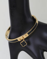 Luxe Enamel Clover Charm Bangle