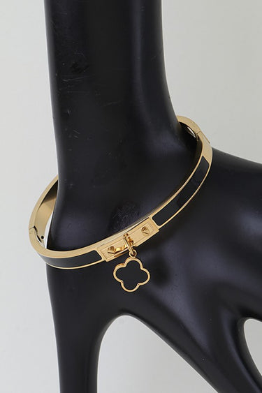Luxe Enamel Clover Charm Bangle