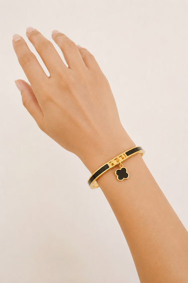 Luxe Enamel Clover Charm Bangle