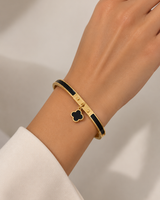 Luxe Enamel Clover Charm Bangle