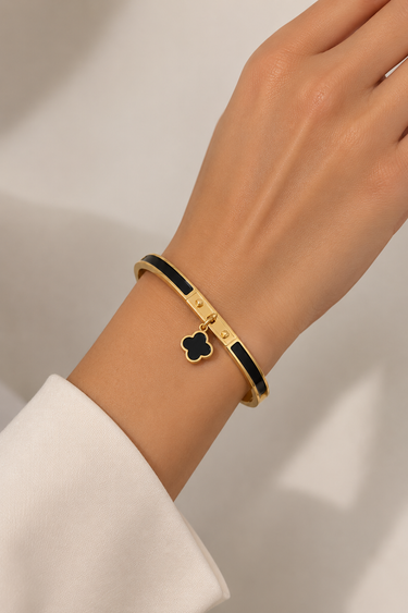 Luxe Enamel Clover Charm Bangle