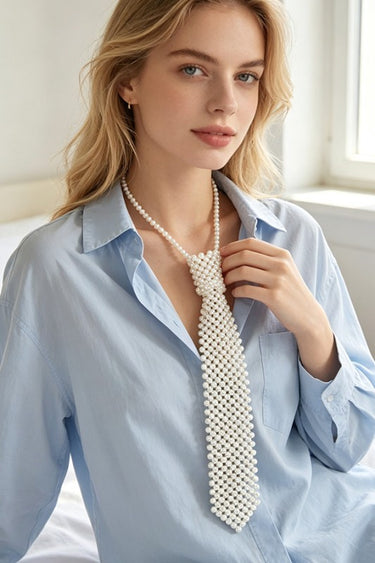 Pearl Necktie Statement Necklace