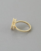 Black Marble Stone Clover Adjustable Gold Ring