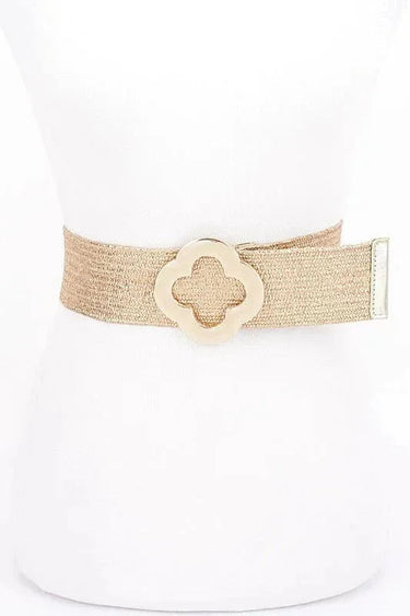 Elegance Bloom Metallic Stretch Belt - Silver
