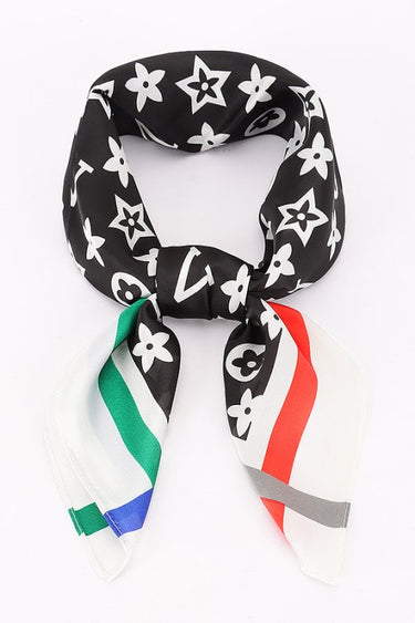 Signature Print Luxe Bandana - Brown Square Scarf