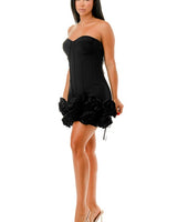 Strapless Corset Rose Ruffle Mini Dress