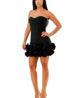 Strapless Corset Rose Ruffle Mini Dress