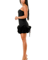 Strapless Corset Rose Ruffle Mini Dress
