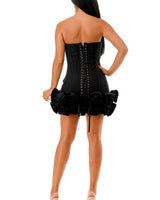 Strapless Corset Rose Ruffle Mini Dress