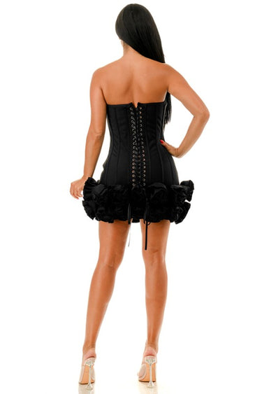 Strapless Corset Rose Ruffle Mini Dress