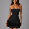 Strapless Corset Rose Ruffle Mini Dress