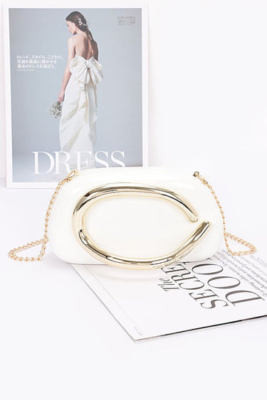 Luxe Metal Handle Case Clutch - Black | Women's