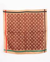 Signature Print Luxe Bandana - Brown Square Scarf