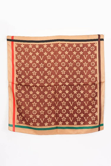 Signature Print Luxe Bandana - Brown Square Scarf