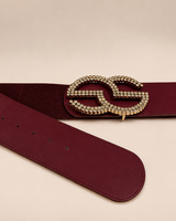 Rhinestone GO Charm Elastic Belt (Cognac)
