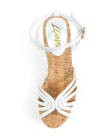 Rhona Cork Platform Wedge Sandals White