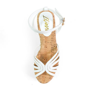 Rhona Cork Platform Wedge Sandals White