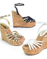 Rhona Cork Platform Wedge Sandals White