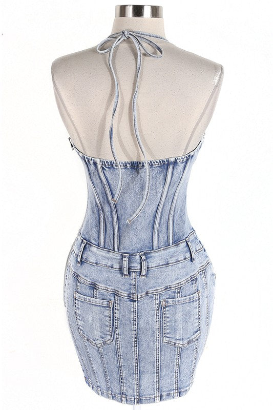 Diva Studed DenimMini Dress