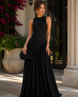 Sculpted Flow Maxi Dress - Black