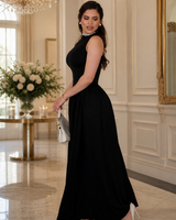 Sculpted Flow Maxi Dress - Black