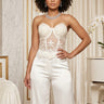 Aurelia Embroidered Lace Mesh Corset Top – White