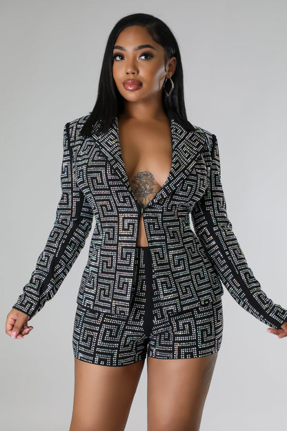 Let’s Get Serious Blazer and Shorts Set (Black)